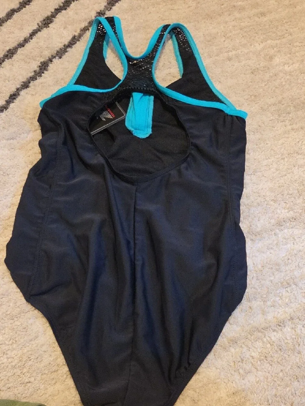 ZeroXposur Girls Black Swimsuit with Teal & Lime Floral Print
